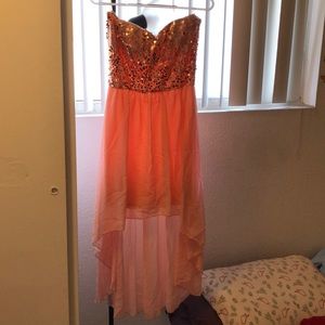 Pink high low prom dress
